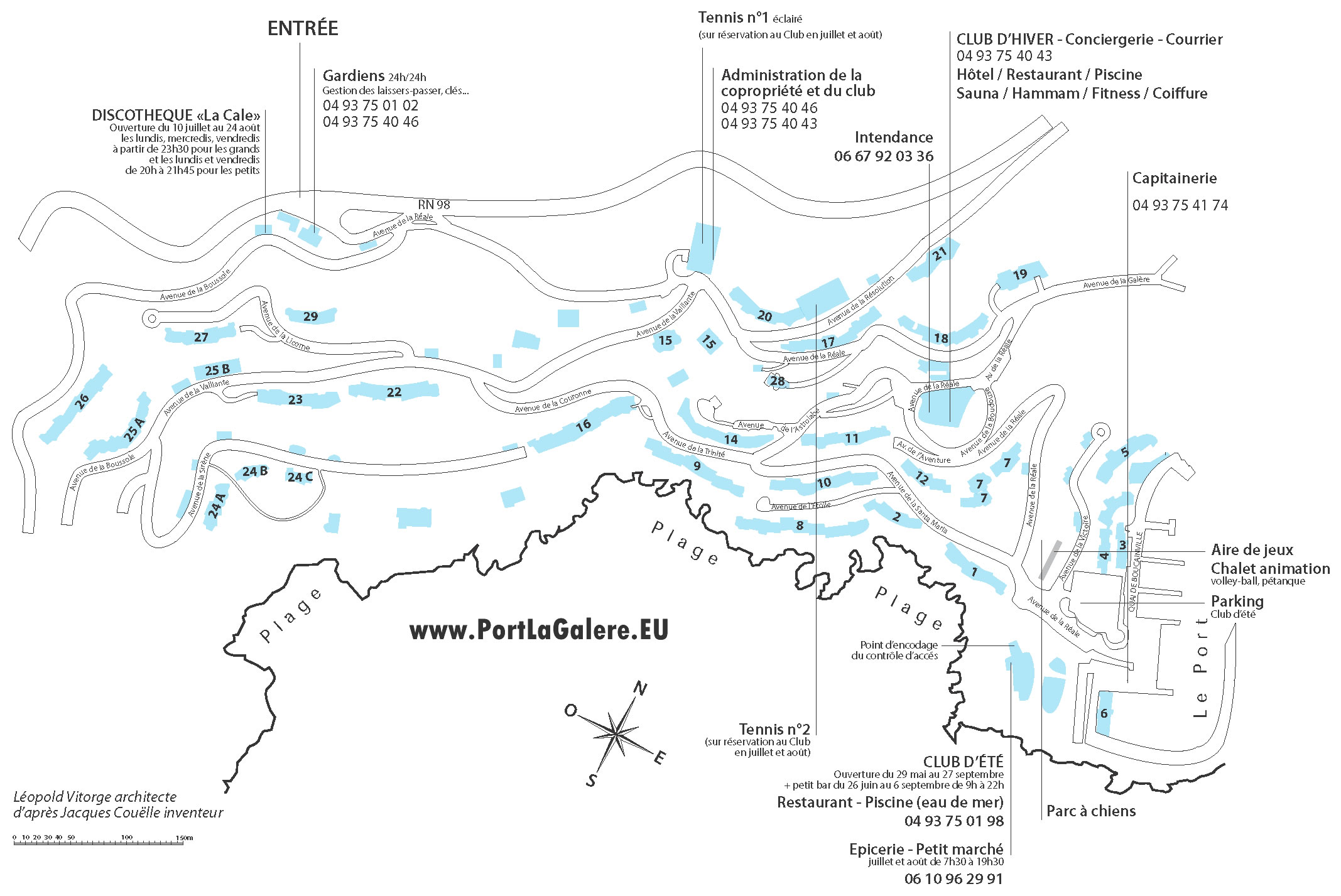 Plan de Port la Galère avec contacts
